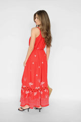 Harbour Island Embroidered Midi Dress - Coral