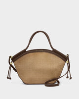 Florence Mini Tote Bag - Natural Raffia + Bitter Chocolate
