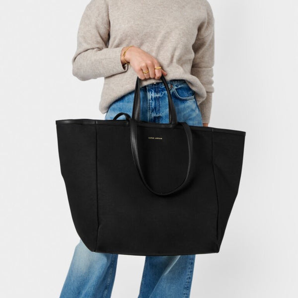 Nylon-Luxe Oversized Tote Bag - Black