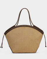 Florence Tote Bag - Natural Raffia + Bitter Chocolate