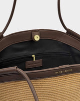 Florence Tote Bag - Natural Raffia + Bitter Chocolate