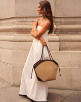 Florence Tote Bag - Natural Raffia + Bitter Chocolate