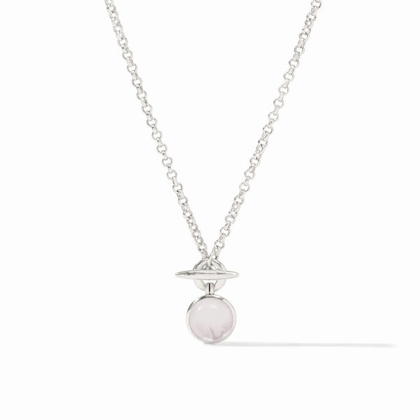 Solara Solitaire Silver Necklace - Clear Crystal