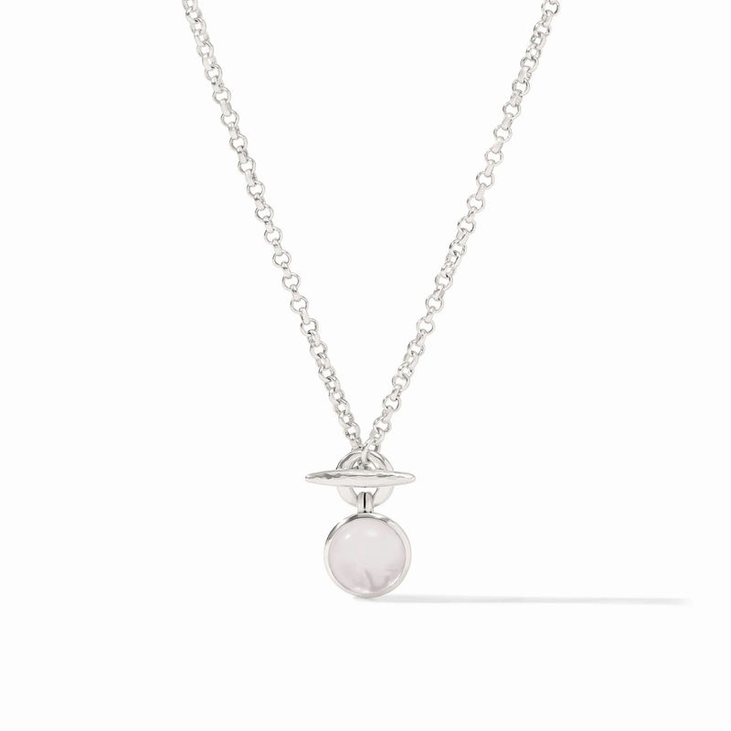 Solara Solitaire Silver Necklace - Clear Crystal
