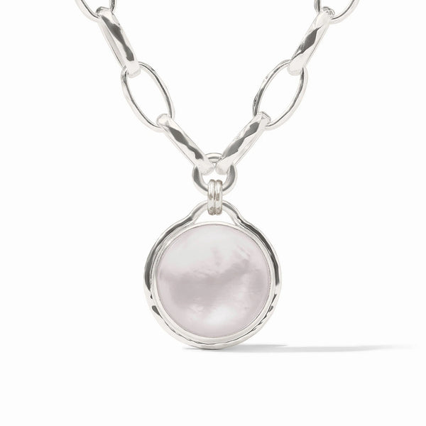 Solara Statement Silver Neckalce - Crystal Clear