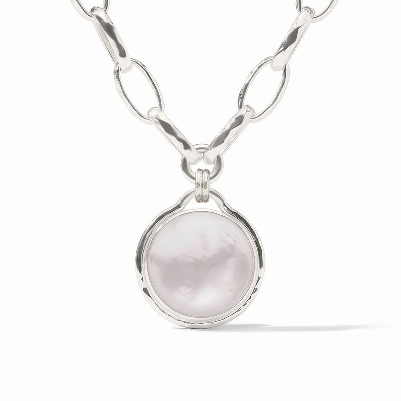 Solara Statement Silver Neckalce - Crystal Clear