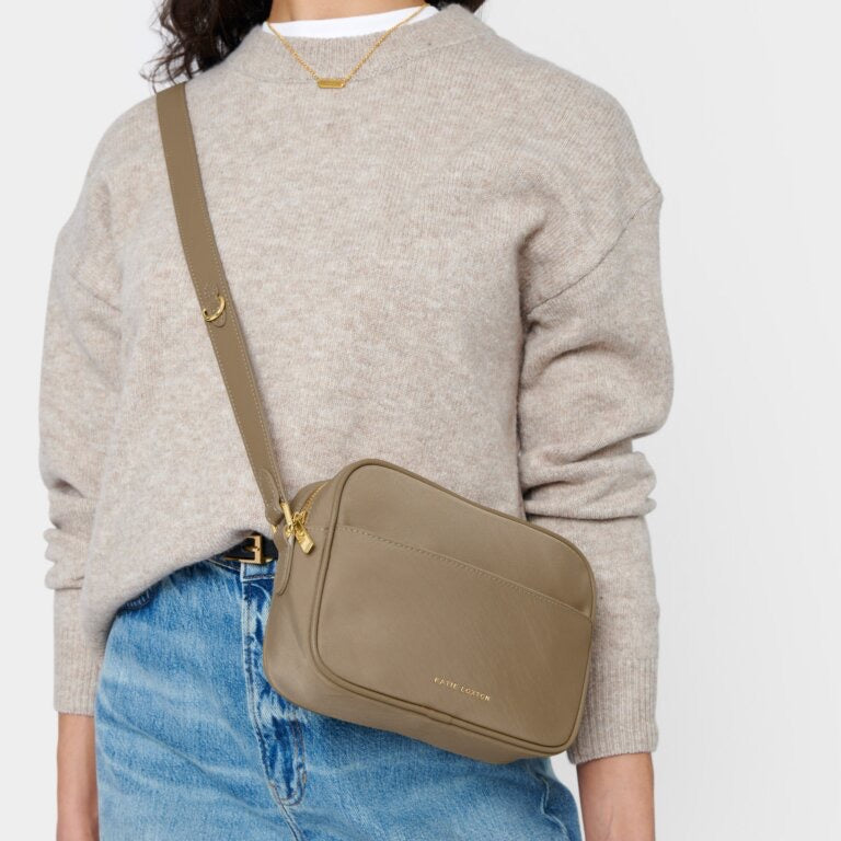 Nylon-Luxe Crossbody Bag - Taupe