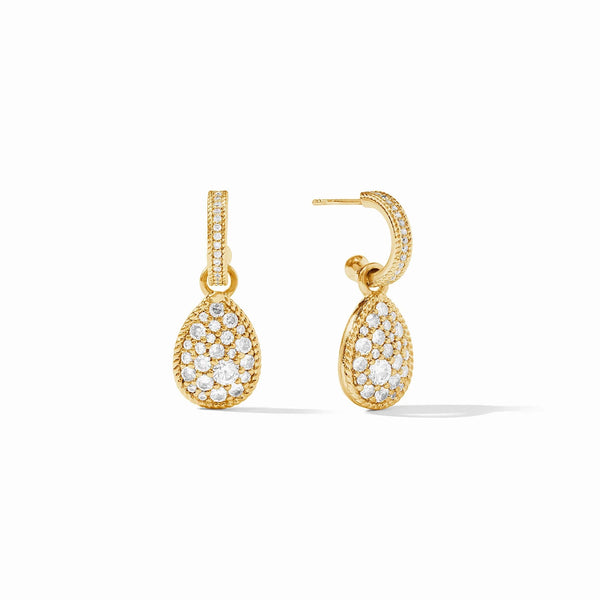 Luna Teardrop Hoop + Charm Earring - Cubic Zirconia