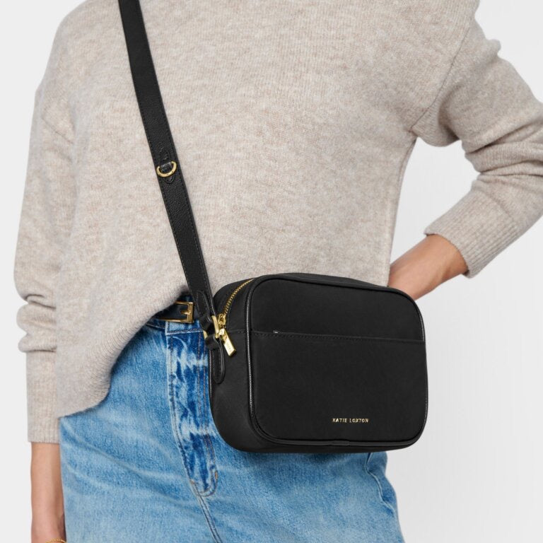 Nylon-Luxe Crossbody Bag - Black