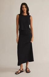 Delavine Textured Midi Skirt - Black