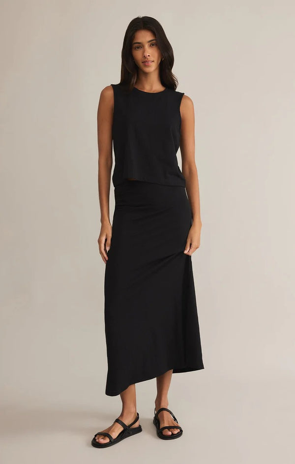 Delavine Textured Midi Skirt - Black