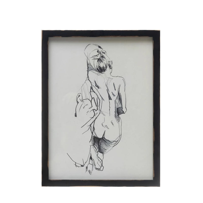 Black + White Framed Nude Sketch