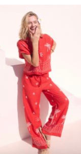 Harbour Island Embroidered Button Up - Coral