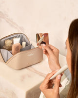Fold Out Mirror Make Up Bag - Oyster