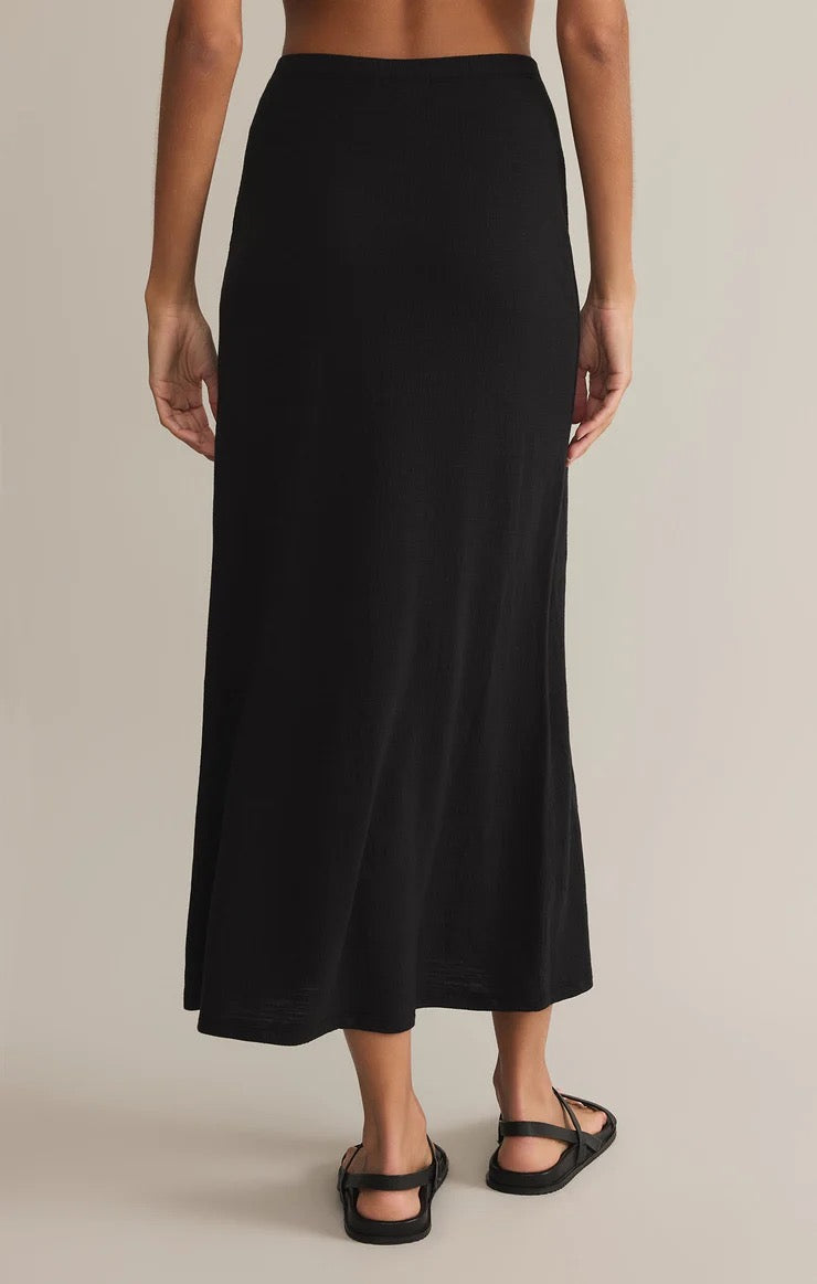 Delavine Textured Midi Skirt - Black