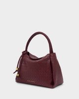 Nova Woven Texture Top Handle Bag - Cherry