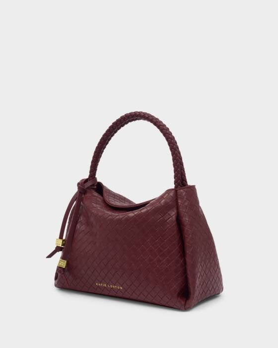 Nova Woven Texture Top Handle Bag - Cherry
