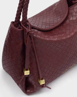 Nova Woven Texture Top Handle Bag - Cherry
