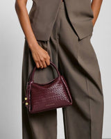 Nova Woven Texture Top Handle Bag - Cherry