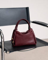 Nova Woven Texture Top Handle Bag - Cherry