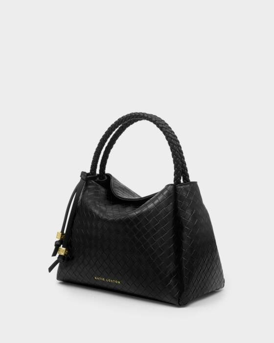 Nova Woven Texture Top Handle Bag - Black
