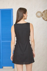 In The Details Black Linen Dress