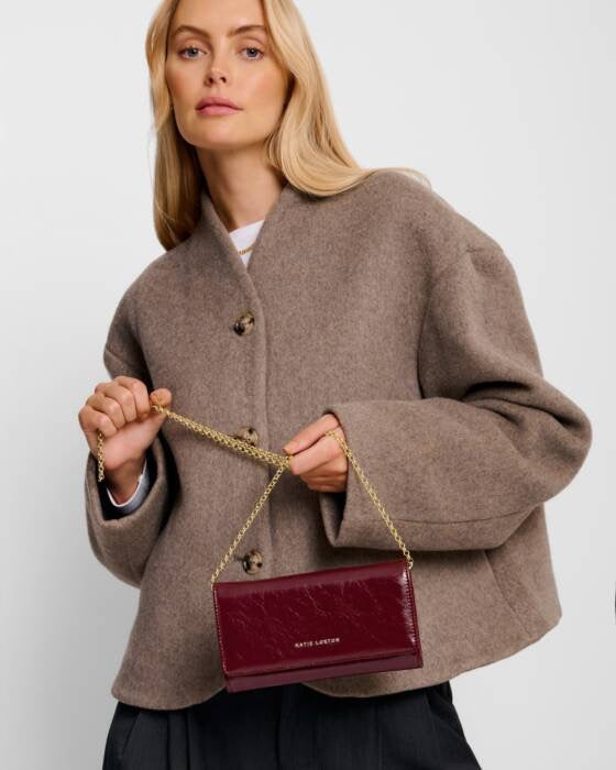 Zea Patent Crackle Purse Crossbody - Cherry