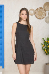 In The Details Black Linen Dress