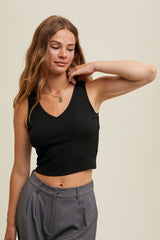 Taylor Ribbed Bra Tank - Black