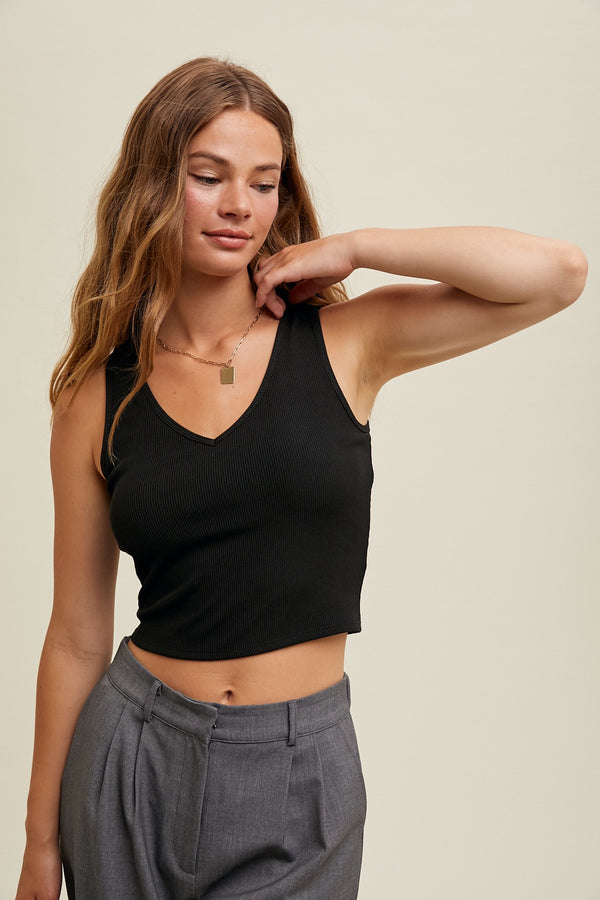 Taylor Ribbed Bra Tank - Black