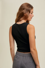 Taylor Ribbed Bra Tank - Black