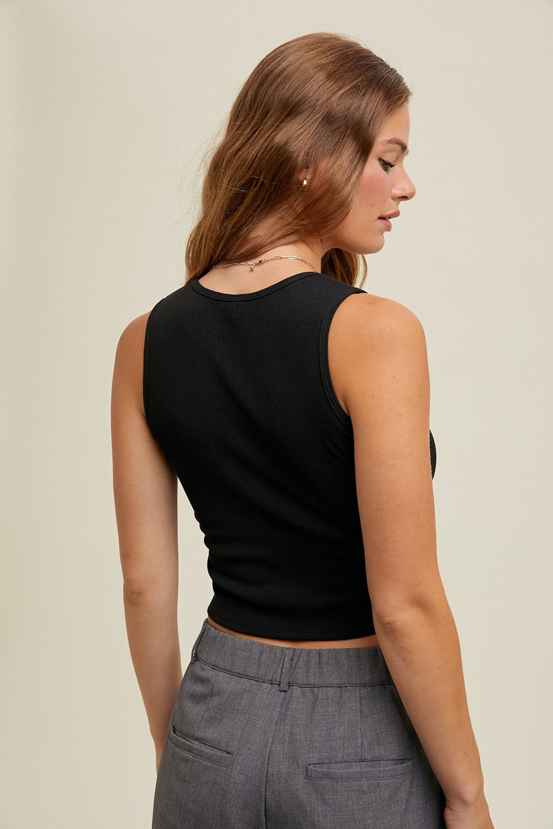 Taylor Ribbed Bra Tank - Black