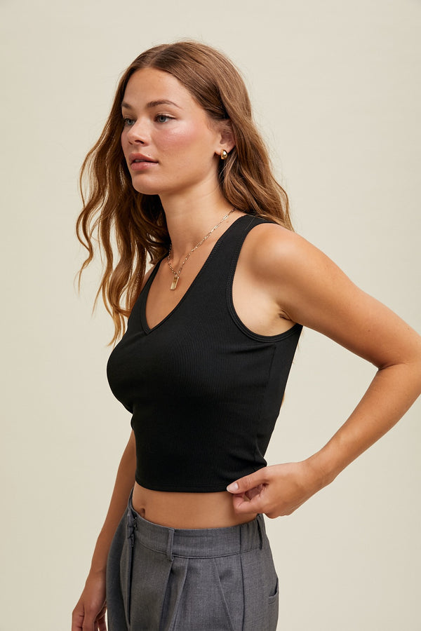 Taylor Ribbed Bra Tank - Black