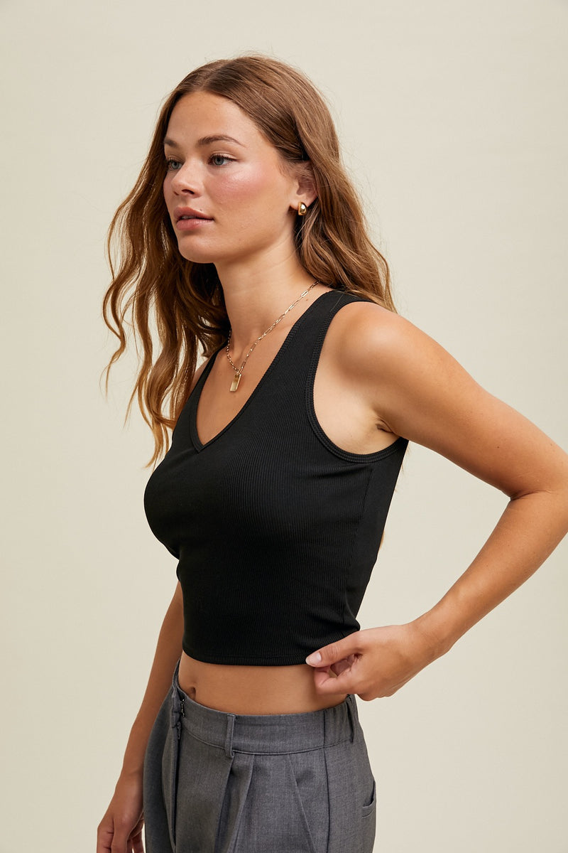 Taylor Ribbed Bra Tank - Black