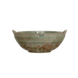 Aqua + Brown Stoneware Berry Bowl