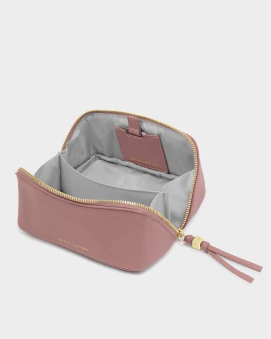 Fold Out Mirror Makeup Bag - Deep Rose