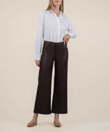 Meg High Rise Wide Leg Coated Jeans - Chocolate