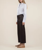 Meg High Rise Wide Leg Coated Jeans - Chocolate