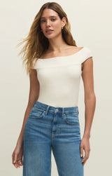 Second Skin Off The Shoulder Top - Cloud
