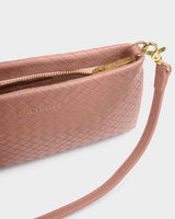 Nova Small Woven Shoulder Bag - Pink Clay