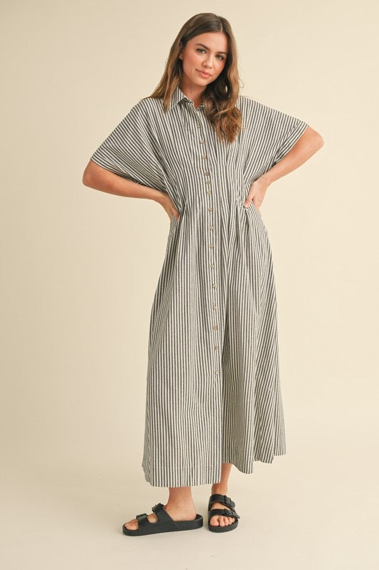 Eliza Striped Buttondown Shirt Dress