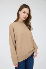 Ophelia Mock Neck Knit Sweater - Taupe