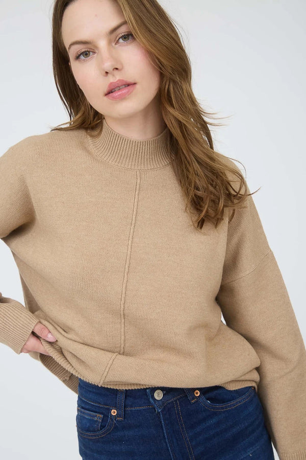 Ophelia Mock Neck Knit Sweater - Taupe