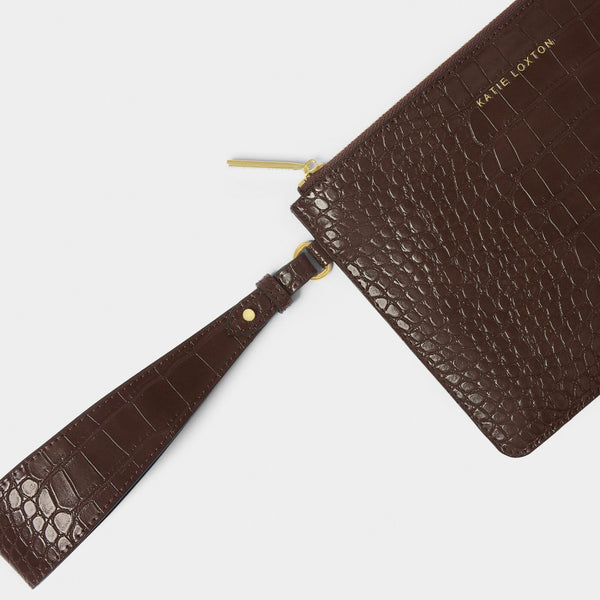 Marni Faux Croc Wristlet - Chocolate
