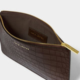 Marni Faux Croc Wristlet - Chocolate