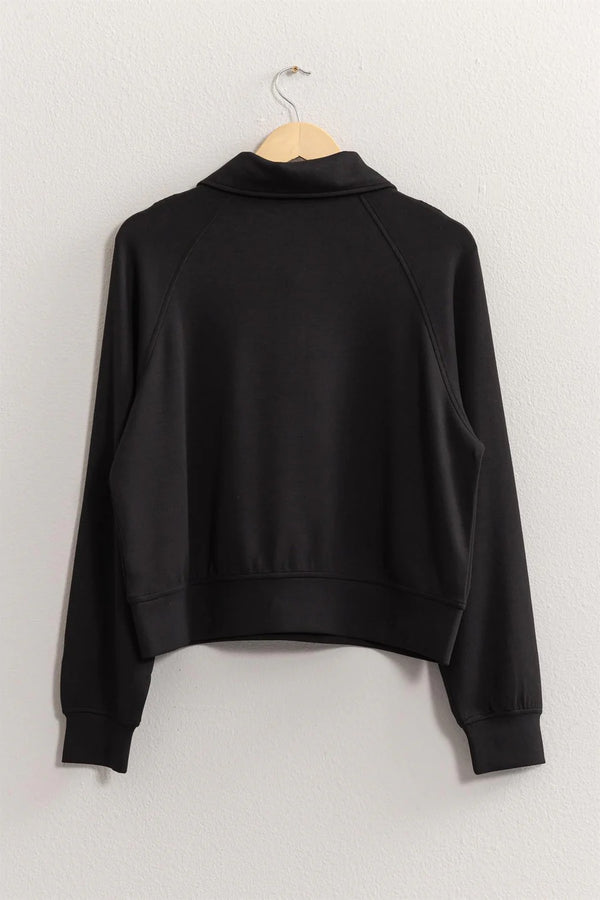 Helena Black Half Zip Pullover