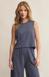 Sloane Textured Top - Worn Blue