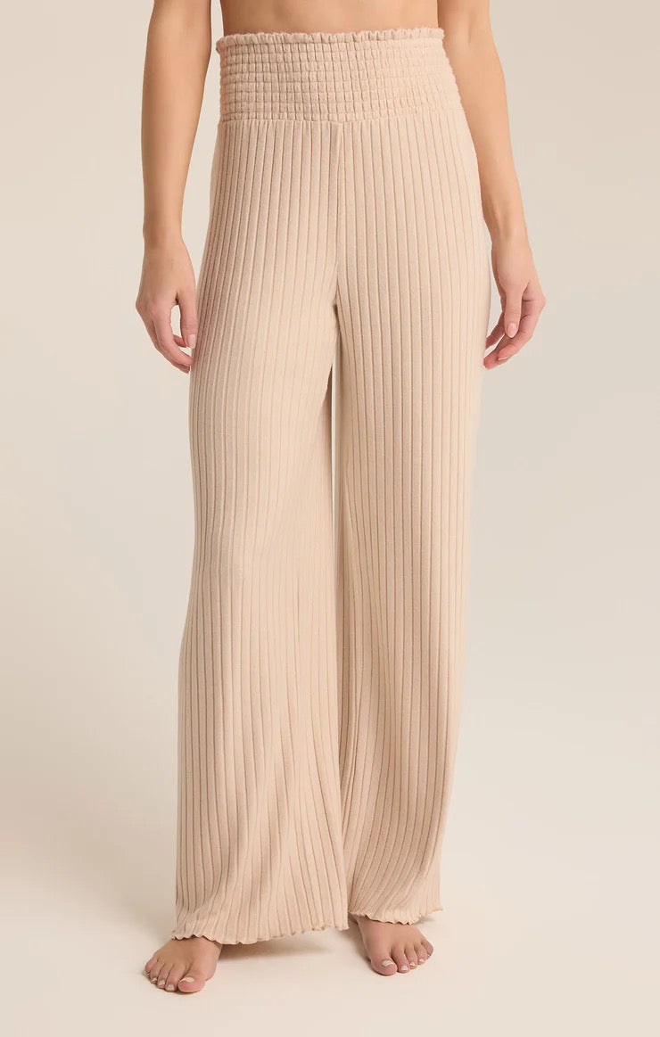 Dawn Smocked Rib Lounge Pants - Oatmeal