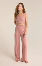 Dawn Smocked Rib Lounge Pants - Rosebud