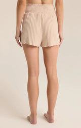 Dawn Smocked Rib Lounge Shorts - Oatmeal